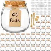 40 Pack Empty Candle Jars for Making, 7Oz Small Glass with Cork Lids, Honey