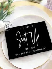 Will You Be My Best Man Groomsman Invite Proposal Wedding Card Suit Up