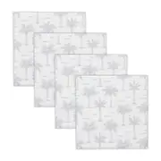 4pc Rayell Ceramic Printed Coasters Paradise's Palms Grey