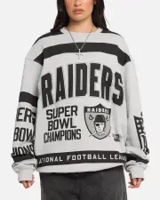 [MITCHELL & NESS] Mitchell & Ness Las Vegas Raiders Letterform Crewneck Grey Marle/official Team Color - Size 2XL 2XL Grey Marle