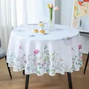 Tablecloth Indoor Outdoor Stain and Wrinkle Resistant Polyester Fabric Floral Table Cloth Wipe Clean Decorative Table Cover for Dining Table Buffet Party (70 " Round)