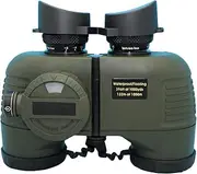 [HOOWAY] 7x50 HD Waterproof Military Marine Binoculars w/Internal Rangefinder & Compass for,Bird Watching,Boating and More(Army Green) …