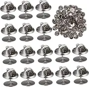 [Cabilock] 50pcs Clutch Tie Tacks Blank Pins with Clutch Back by Chrome Lapel Cap Pins for Diy Crafts