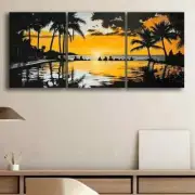 3pcs Tropical Sunset Ocean Sun Shine Perfect Wall Art Canvas Framed 50x70cm