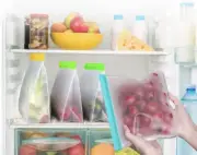 PEVA zip lock freezer bags pouch reusable stand up food storage: 10 Pack of Bags