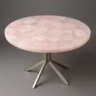 Round Quartz Agate Coffee Table Top | Handmade Gemstone Inlay | Polished Agate S