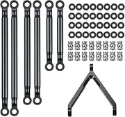 KANGYEBAIHUODIAN Metal Steering Link Linkage Tie Pull Rod Kit Fit for Axial SCX24 90081 Deadbolt AXI00004 1/24 RC Car Truck Model Parts