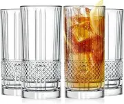 Barski European Crystal Highball Glasses - Dishwasher Safe Glasses for Water, Juice, Wine, Beer & Cocktails - Suitable for Daily Use & Special Occasions, Ideal Gift, Set of 4-13 oz - Allure