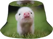[OdDdot] Fashion Poppy Flower Pattern Print Sun Hat for Men Women,Summer Beach Fishing Cap,Unisex Outdoor Bucket Hat, Baby Pig, One size