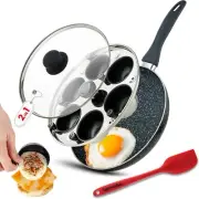 Luxury 2-in-1 Egg Poacher with 6 Nonstick Cups & Glass Lid - Healthy Cooking