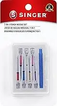 SINGER 8 Piece Punch Needle Embroidery Kit with 7 Assorted Size Punch Needle Heads, Interchangeable Handle, and Punch Needle Storage Case