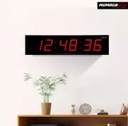Ivation 24” LED Digital Time Bar Large Black RED Display Wall Clock with Remote