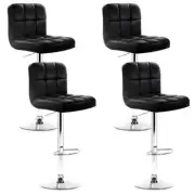 NNEDSZ Set of 4 Bar Stools Gas lift Swivel - Steel and Black