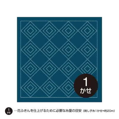 Olympus stamped Sashiko sampler (fabric only) "Hana Fukin (Navy) Tate-Mimasu", 3