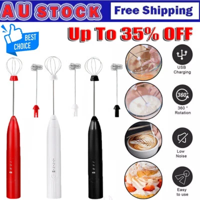 USB Rechargeable Electric Egg Beater Milk Coffee Frother Drink Foamer Mixer ToDX
