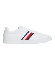 [Tommy Hilfiger] Leather Signature Tape Court Trainers Shoes in White