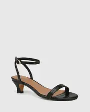 Jo Black Croc Embossed Leather Kitten Heel