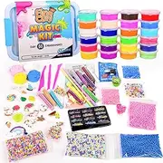 ToysButty DIY Slime Kit for Boys Girls, Over 100 Accessories with 24 Non Sticky Premade Slimes in Gift Container, Galaxy, Unicorn Fluffy, Glow in Dark, Glitter, Charms, Fidget Pack Slime Set Party Toy