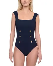Gottex Monte Carlo Cap Sleeve Square Neck One Piece Swimsuit
