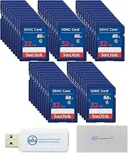 Everything But Stromboli SanDisk 32GB SDHC Card 50 Pack Class 4 Memory Cards (SDSDB-032G-B35) Bundle with (1) Microfiber Cloth & Micro, SD Card Reader
