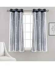 Lush Decor Star Sheer Insulated Grommet Blackout Window Curtain