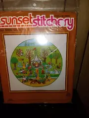 Sunset Stitchery Kit "Old Times, Good Times" 2530 Wool Yarn 16" X 16". By Cheryl
