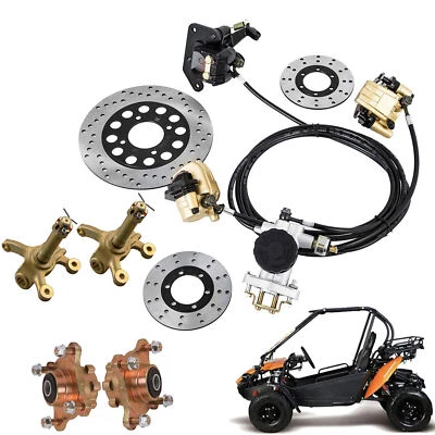 Front 4 Stud Wheel Hub & Knuckle Spindel Stud Axle+Brake Assembly Go Kart ATV