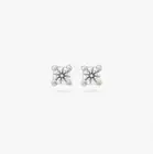 Mini Cubic Zirconia 14K White Gold with Internal Brass Stud Earrings (Pair)
