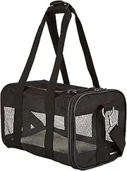 Amazon Basics Soft-Sided Mesh Pet Travel Carrier, Small (36 x 23 x 23 cm), Black