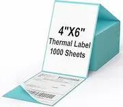 Coopaty 4''x6'' Thermal Labels, Fanfold Label for Printer, Adhesive Shipping Labels Paper Stickers, Compatible with Zebra and Rollo, Direct Thermal Mailing Postage Labels, (1000 Labels/1Stack)