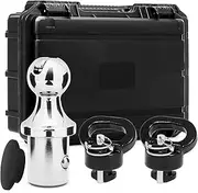 60618 Puck System Gooseneck Ball Kit, 2-5/16 Inch Gooseneck Ball with Box for Truck Bed Compatible with 2013-2024 Dodge RAM 2500 3500, 2 Gooseneck Safety Chain Anchors 30000 lbs GTW/ 7500 lbs VTW