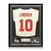 Gary Lineker Signed England 1990 Soccer Jersey. Superior Frame