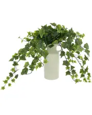 Creative Displays Frosted Ivy Plant in Tall Ceramic Vase