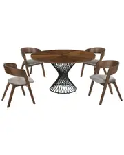 Armen Living Cirque And Jackie 5Pc Walnut Round Dining Set