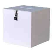 Plain White Square Acrylic Wishing Well Box & Lock- 30cm x 30cm