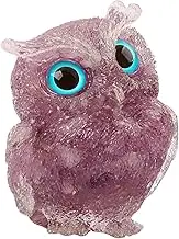 2.4" Natural Amethyst Owl Statue Decor,Reiki Spiritual Energy Healing Gemstone Crystal Animal Figurines,Purple Cute Miniature Figurines for Home Office Room Desk Decor,Gifts for Women Men Dad Mother