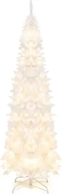 Costway 2.1M Pre-Lit White Christmas Tree, 8 Lighting Modes, Slim Pencil Arti...