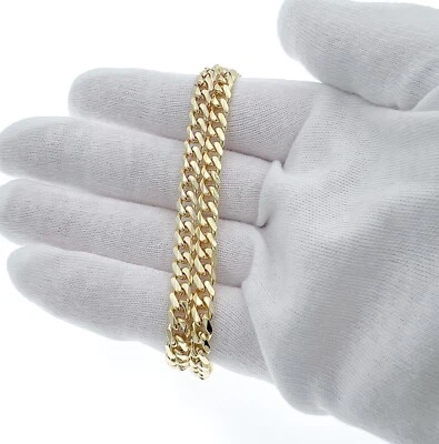 5mm Miami Cuban Link Chain Men Necklace 14k Gold Plated Stainless Steel 24" G16