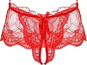 [Zadaos] Mens Lingerie Underwear See-Through Lace Crotchless Skirted Thong T-Back Panties Elastic Waistband