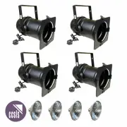 Par 56 Pro Can Black with Lamp, Par Safe, Colour Frame and Piggy-Back Plug x4