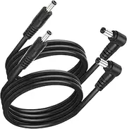 tunghey 2Pack DC 5.5MM x 2.5MM 90 Degree Male to Male Plug Cable, 22AWG Right Angle DC5525 Power Cable Extension Cord for Strip Lihgt,CCTV,Monitors,etc (0.6M)