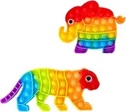 Fidget Toys 2 Packs Leopard, Elephant Push Bubble Sensory Toy