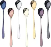 Tablespoons Stainless Steel Ice Spoons Long Handle Sunde Spoon Set Gold Small Salad Spoon Desser Spoon for Tea Serving Spoon (Color : Pale Gold 2PCS)