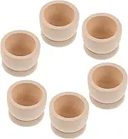 FIXOSHEE 6 Pcs Cute Wooden Egg Holder Tray for Easter Decor Natural Egg Display Holder for Kitchen Countertop for Festive Table Decoration