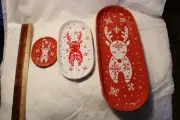 Temp-tations Reindeer Seasonal Set 3 Sort Stack Christmas RED Trays H230108 NIB