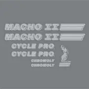 Cycle Pro - MACHO II - Silver decal set - old school bmx