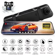 Touch Screen Dash Cam 10" 1080P Front & Rear Camera Dual Lens Car DVR Recorder