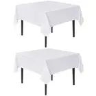 White Square Tablecloths 54x54 Inch, 2 Pack - Fabric Table Cloth for Square o...