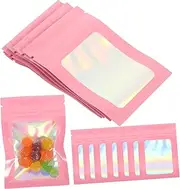 BAZEITFLOW 100Pcs Self Sealing Jewelry Bags Portable Earring Storage Pouches Foil Present Packaging for Earrings Bracelets and Items