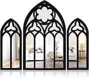 Abizarch 3Pcs Wall Arch Mirrors Set Gothic Wall Mirror Decor Cathedral Arched Mirror Decor Decorative Arched Wall Mirror for Living Room Bedroom Entryway Bathroom Vanity